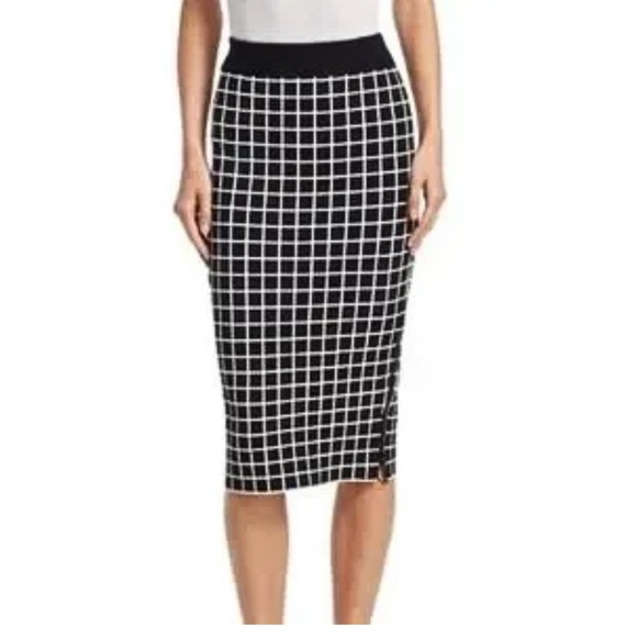 Akris Punto Black & White Grid Knit Pencil Skirt – Size 8 - Picture 1 of 11